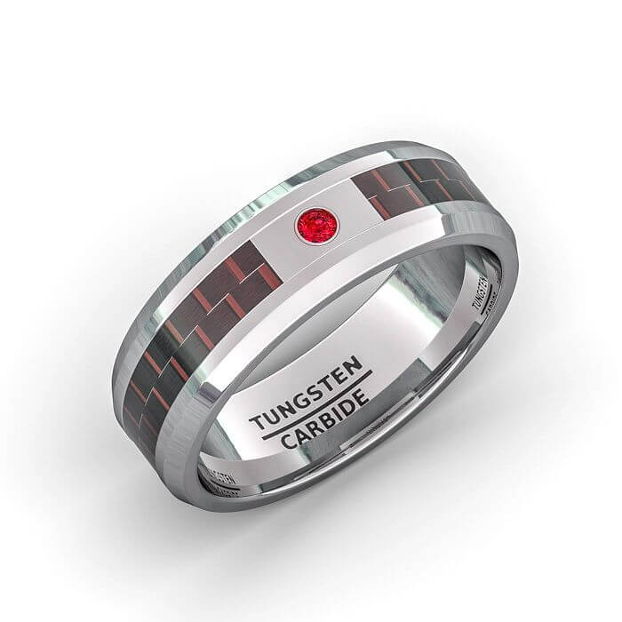 cubic zirconia tungsten ring