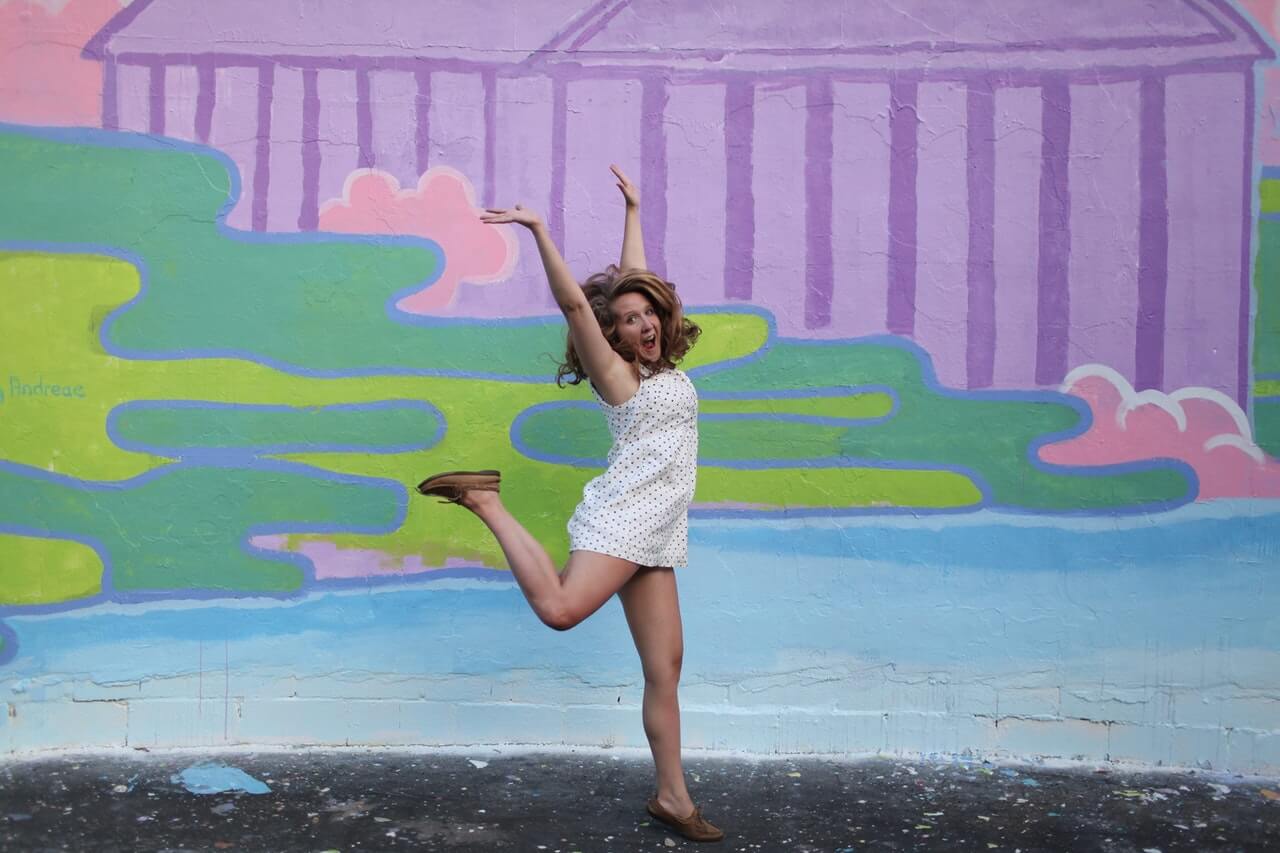 girl, white dress, happy